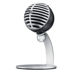 shure mv5 digital condenser microphone with cardioid - plug-and-play with ios, mac, pc, onscreen control w/ shureplus motiv audio app, includes usb and lightning cables (1m each) - gray w/ black foam