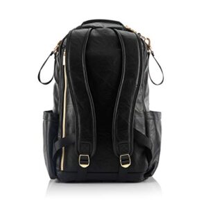 Itzy Ritzy Chelsea + Cole Diaper Bag Backpack - Studded Boss Backpack Diaper Bag Includes 19 Pockets, Changing Pad, Stroller Clips & Tassel; Black with Sweetheart Print Interior & Gold Hardware