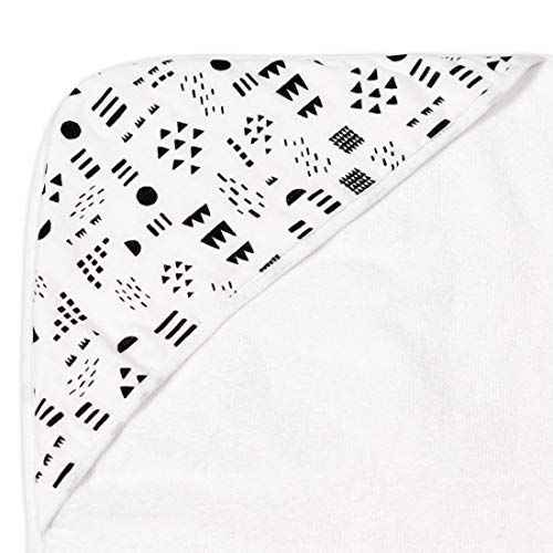 HonestBaby unisex baby 3-Piece Organic Cotton Hooded Towel & Washcloth Set Bandana, Pattern Play, One Size US