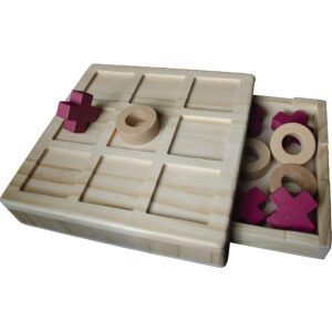 AEROLF TIC TAC Toe Wooden Board - Family Game, Classic Wooden Board Game, Classical Family Board Game, Strategy Board Game, Outdoor Game