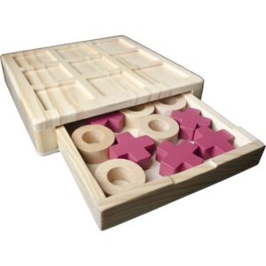 AEROLF TIC TAC Toe Wooden Board - Family Game, Classic Wooden Board Game, Classical Family Board Game, Strategy Board Game, Outdoor Game