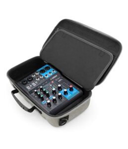 casematix gray audio mixer case compatible with yamaha ag06mk2 usb interface or yamaha ag03mk2 audio mixers & recording accessories - includes carry case only with shoulder strap and carry handle