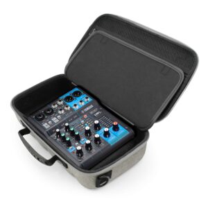 CASEMATIX Gray Audio Mixer Case Compatible With Yamaha AG06MK2 USB Interface or Yamaha AG03MK2 Audio Mixers & Recording Accessories - Includes Carry Case Only with Shoulder Strap and Carry Handle