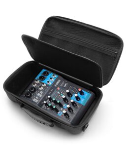 casematix mixer audio case compatible with yamaha mixer mg06x, yamaha ag03mk2 mixer, mg06 audio interface or ag03 streaming mixer with accessories - includes shoulder strap and travel case only