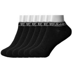 wilson men's athletic moisture wicking low-cut socks, 5 pack multipack, black, shoe size: 6-12