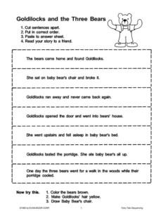goldilocks and the three bears (sequencing)