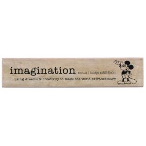 open road brands disney mickey mouse imagination definition wood plank wall decor - inspirational mickey mouse wall art for home decorating