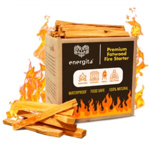 energita premium fatwood fire starter sticks |100% all natural 125 sticks | firestarters for firepits | weather proof fatwood kindling fire starters | safe and easy to use, 10lb box