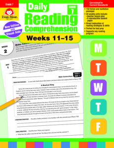 daily reading comprehension, grade 7, weeks 11-15