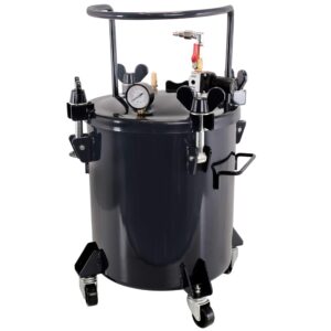 tcp global 5 gallon (20 liters) pressure pot tank for resin casting - heavy duty powder coated pot with air tight clamp on lid, caster wheels, regulator, gauge - use for curing resin in casting molds
