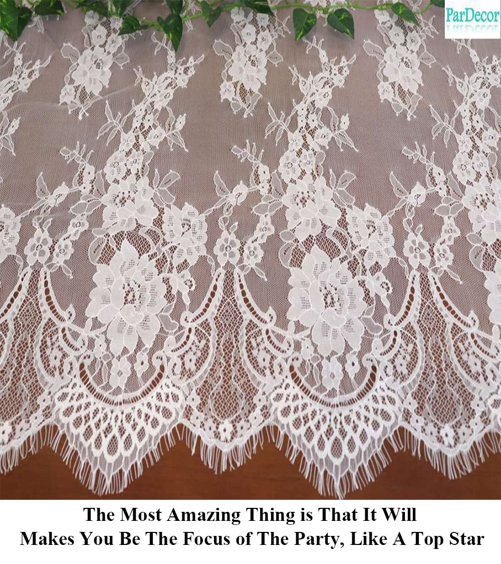 Pardecor Lace Tablecloth Rectangle 60x120 White Lace Tablecloth Lace Table Clothes Eyelash Vintage Reusable Table Cloths Lace Tablecloth Floral Embroidered Tablecloth Linen Flower Tablecloth