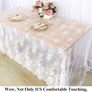 Pardecor Lace Tablecloth Rectangle 60x120 White Lace Tablecloth Lace Table Clothes Eyelash Vintage Reusable Table Cloths Lace Tablecloth Floral Embroidered Tablecloth Linen Flower Tablecloth