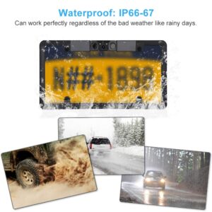 License Plate Camera License Plate Frame Backup Camera Night Vision Rear View Camera 170° Viewing Angle Waterproof High Sensitive Parking Sensor Radar for Cars,Trucks,SUVs Pickups