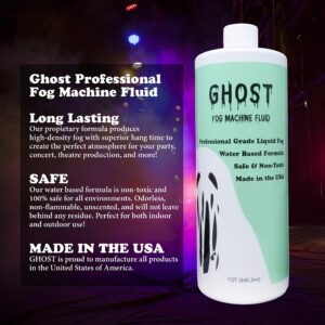 GHOST Fog Machine Fluid - High Density Fog Juice for Water Based Foggers (1 Quart) - Non-Toxic