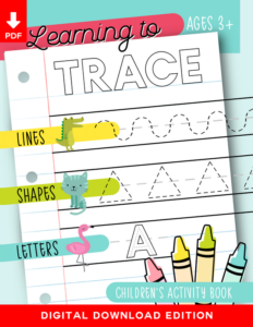 learning to trace: lines shapes letters: a beginner tracing workbook for toddlers, preschool, pre-k & kindergarten ages 3+ (instant digital download pdf for teachers & homeschool parents)