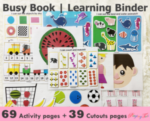 busy book mega pack, learning binder, quiet book, worksheets, toddlers and preschoolers, sku0009