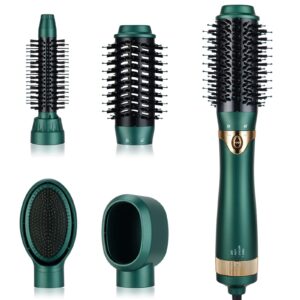 necmuaih retro green ceramic hair dryer and brush set, 4-in-1, lightweight, safe, and quiet