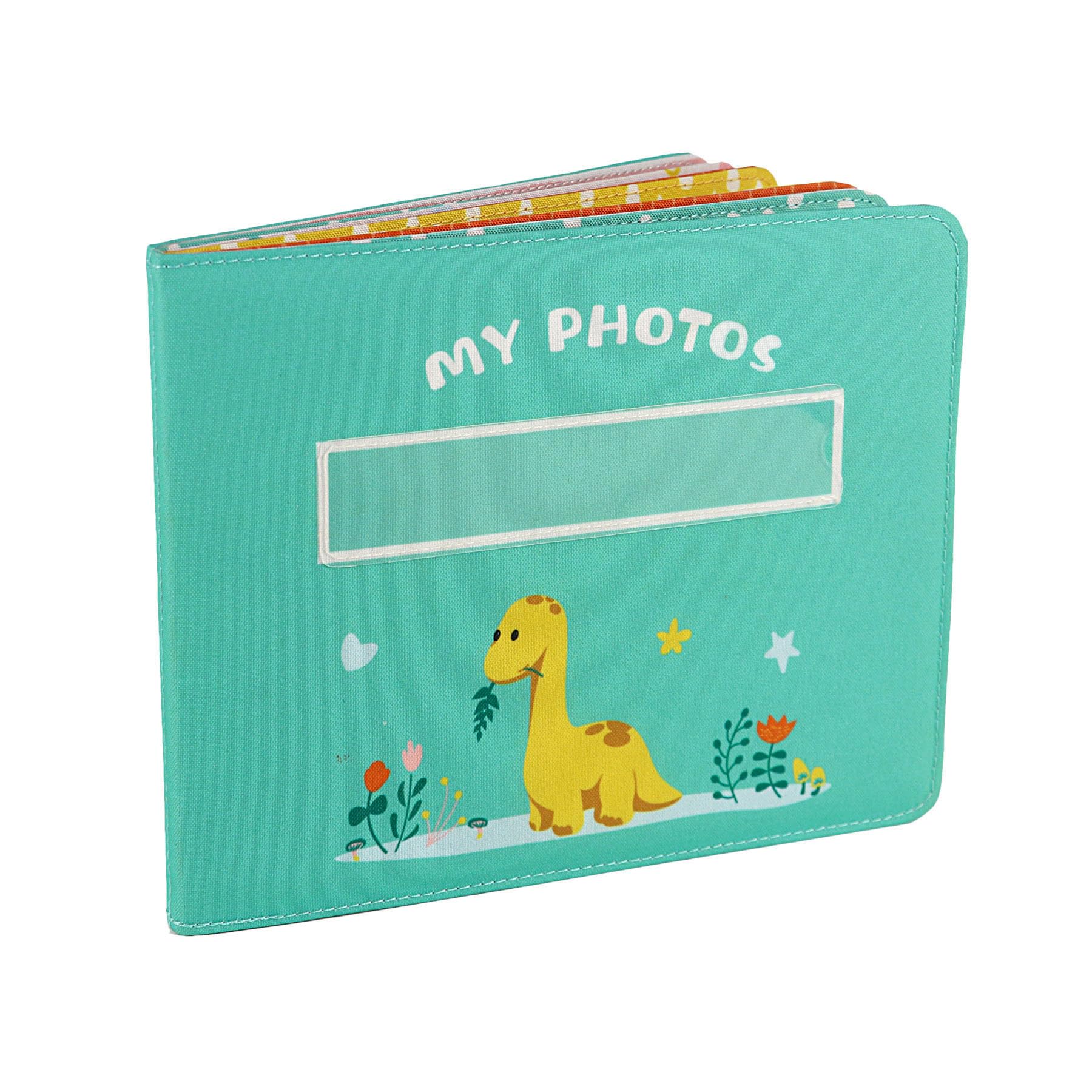 Baby's My First Photo Album of Dinosaur Theme, Soft Cloth Photo Album with Color Pages for 10 Pictures 4x6 inch