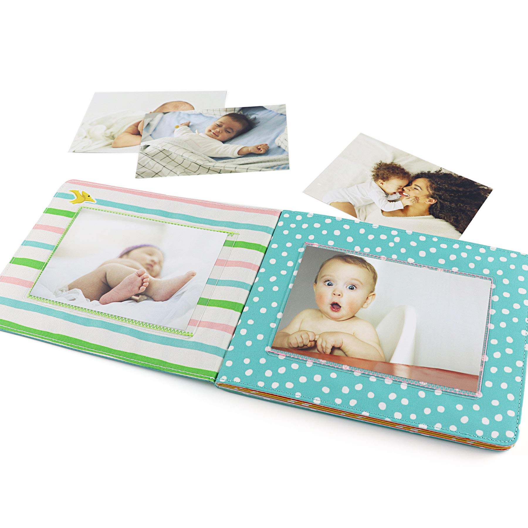 Baby's My First Photo Album of Dinosaur Theme, Soft Cloth Photo Album with Color Pages for 10 Pictures 4x6 inch