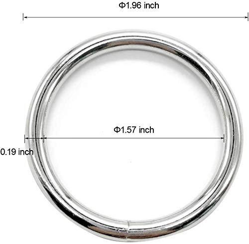 Ewparts Metal Rings for Macrame Metal Rings for Crafts 2 inch for Macrame Plant Hangers Dog Collars 10 Pack 5mm Thick Welded Heavy Duty Metal O Rings 2 in Buckle for Macrame Ring 50mm O Rings Metal