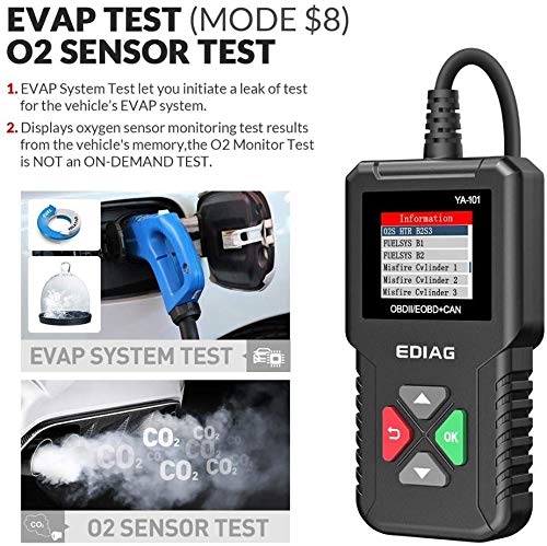 KINGBOLEN OBD2 Scanner,Code Reader Automotive Engine Light Check Scan Tool Checks O2 Sensor and EVAP Systems with Full OBD2 Functions,Supports Mode6 with DTC Lookup, All 10 Modes of obd2. Black