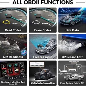 KINGBOLEN OBD2 Scanner,Code Reader Automotive Engine Light Check Scan Tool Checks O2 Sensor and EVAP Systems with Full OBD2 Functions,Supports Mode6 with DTC Lookup, All 10 Modes of obd2. Black