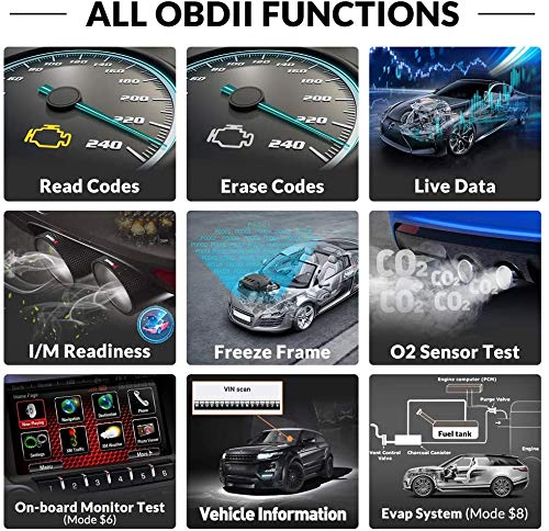 KINGBOLEN OBD2 Scanner,Code Reader Automotive Engine Light Check Scan Tool Checks O2 Sensor and EVAP Systems with Full OBD2 Functions,Supports Mode6 with DTC Lookup, All 10 Modes of obd2. Black