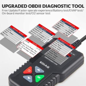 KINGBOLEN OBD2 Scanner,Code Reader Automotive Engine Light Check Scan Tool Checks O2 Sensor and EVAP Systems with Full OBD2 Functions,Supports Mode6 with DTC Lookup, All 10 Modes of obd2. Black