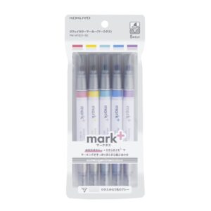 kokuyo mark+ two way color marker, gray type, 5-pack (pm-mt201-5s)