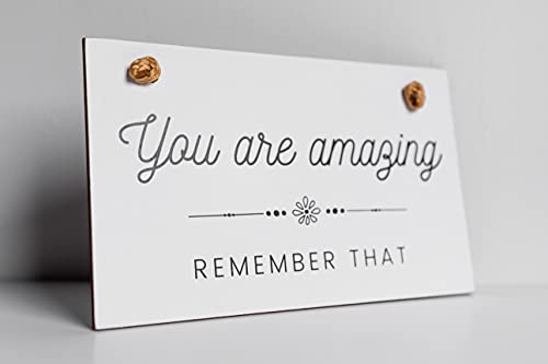 Marvin Gardens Designs You are Amazing Remember That Inspirational Hanging Wood Wall Sign 9.5 by 5.5 Inches You are Amazing (White), 9.5 x 5.5…