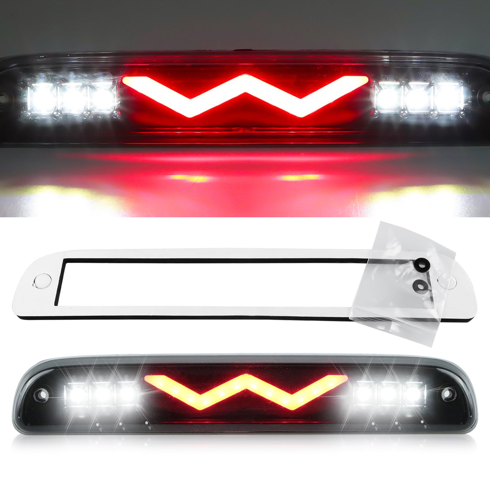 LED Third 3rd Brake Light Fit for Ford Ranger 1993-2011, Fit for Ford F250/ F350/ F450/ F550 Super Duty, Explorer Sport Trac 2001-2005, Fit for Mazda B2300/ B4000 1994-2010 (Black Housing Smoke Lens)