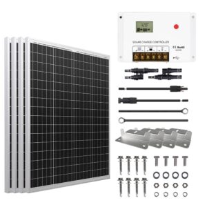 hqst 200 400 watt polycrystalline 12v 24v solar panel, high efficiency module pv power for battery charging boat, caravan, rv and any other off grid applications (400w w/30a)