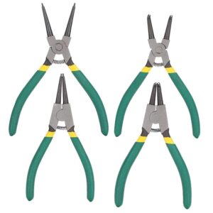 Queta 4pcs 7-Inch Snap Ring Pliers Set Heavy Duty Internal/External Circlip Pliers Kit with Straight/Bent Jaw CR-V Steel for Ring Remover Retaining C Clip Pliers with Storage Bag