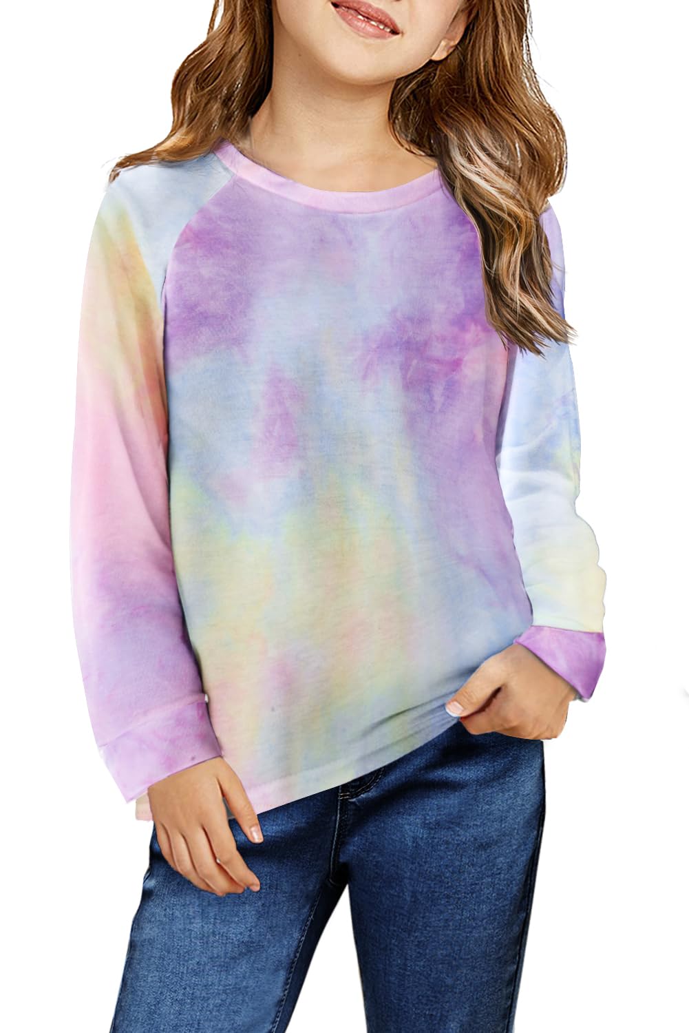 Arshiner Kids Girls Tie Dye Long Sleeve Casual Loose Crewneck Sweatshirts for 4-5T