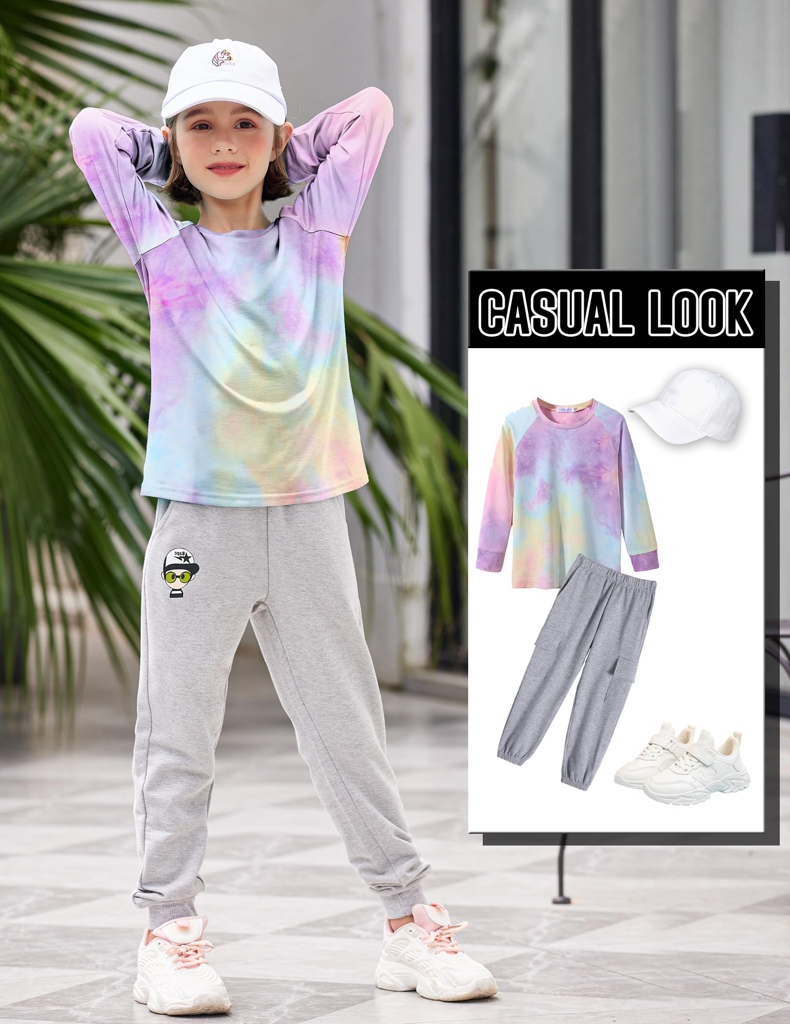 Arshiner Kids Girls Tie Dye Long Sleeve Casual Loose Crewneck Sweatshirts for 4-5T