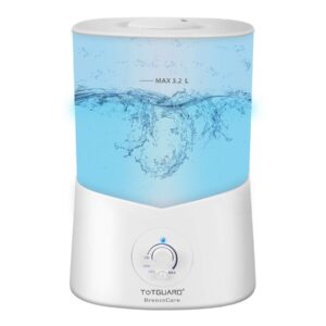 totguard top filling humidifier,with colorful lights, 3.2l, cool mist diffuser, stepless speed control, water indicator, automatic stop of water shortage to protect.