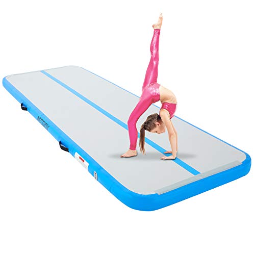 AECOJOY Air Gymnastics Mat Tumbling Mat 13ft Gymnastics Training Mat 4” Thickness Inflatable Tracks for Tumbling, Home Use, Training, Gym, Water (13ft*3.3ft*4in,Blue)