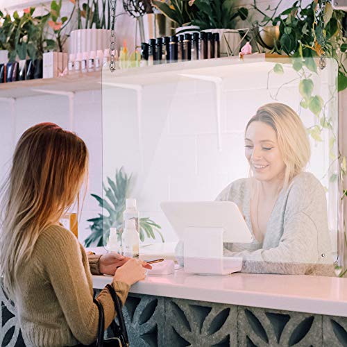 Hanging (24" x 32") Portable Acrylic Plexiglass Sneeze Guard Shield for Counter Barrier from Sneezing Cashier Protection, Multiple Sizes Available