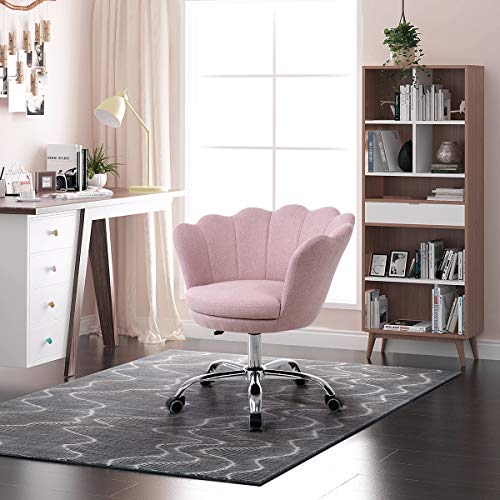 SSLine Home Office Chair,Modern Linen Fabric Desk Task Chair Accent Chair,Computer Desk Chair with Swivel and Adjustable,Accent Home Office Task Chair Executive Chair with Soft Seat (Pink-2)