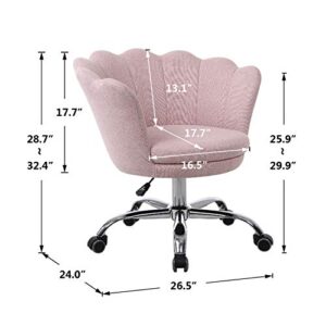 SSLine Home Office Chair,Modern Linen Fabric Desk Task Chair Accent Chair,Computer Desk Chair with Swivel and Adjustable,Accent Home Office Task Chair Executive Chair with Soft Seat (Pink-2)