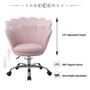 SSLine Home Office Chair,Modern Linen Fabric Desk Task Chair Accent Chair,Computer Desk Chair with Swivel and Adjustable,Accent Home Office Task Chair Executive Chair with Soft Seat (Pink-2)