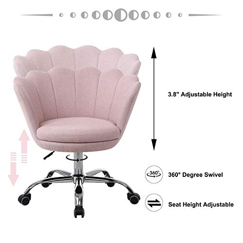 SSLine Home Office Chair,Modern Linen Fabric Desk Task Chair Accent Chair,Computer Desk Chair with Swivel and Adjustable,Accent Home Office Task Chair Executive Chair with Soft Seat (Pink-2)