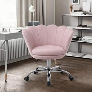 SSLine Home Office Chair,Modern Linen Fabric Desk Task Chair Accent Chair,Computer Desk Chair with Swivel and Adjustable,Accent Home Office Task Chair Executive Chair with Soft Seat (Pink-2)