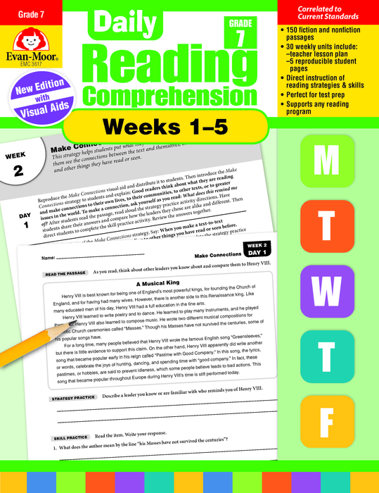 Daily Reading Comprehension, Grade 7, Weeks 1-5