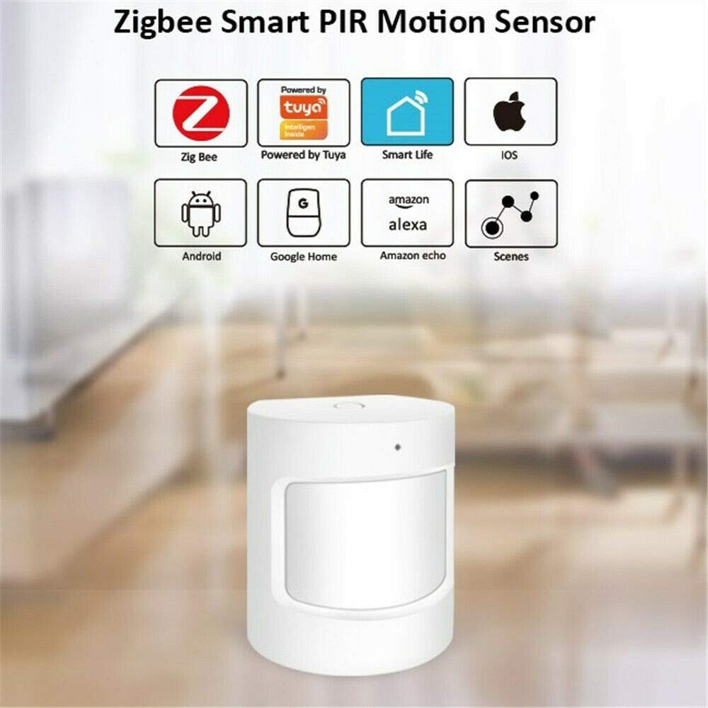 Motion PIR Sensor, REQUIRES HUB, Zigbee Connection, Wireless Mini Contact Sensor for Alarm System and Smart Home Automation, works with Smart life, Alexa and Google home (Motion PIR Sensor)