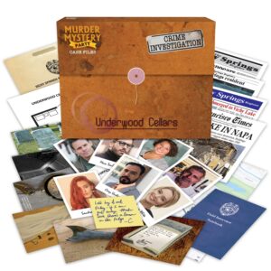 murder mystery party underwood cellars, interactive murder mystery case file game for 1 or more players, ages 14 and up