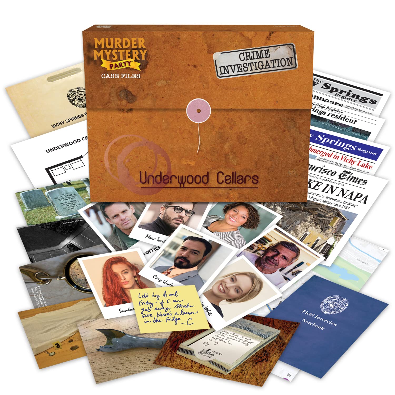 Murder Mystery Party Underwood Cellars, Interactive Murder Mystery Case File Game for 1 or More Players, Ages 14 and Up