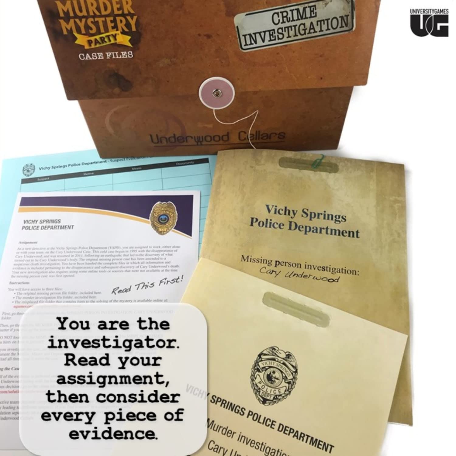 Murder Mystery Party Underwood Cellars, Interactive Murder Mystery Case File Game for 1 or More Players, Ages 14 and Up