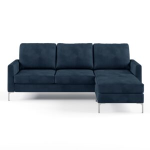 novogratz chapman sectional sofa with chrome legs, black velvet couch