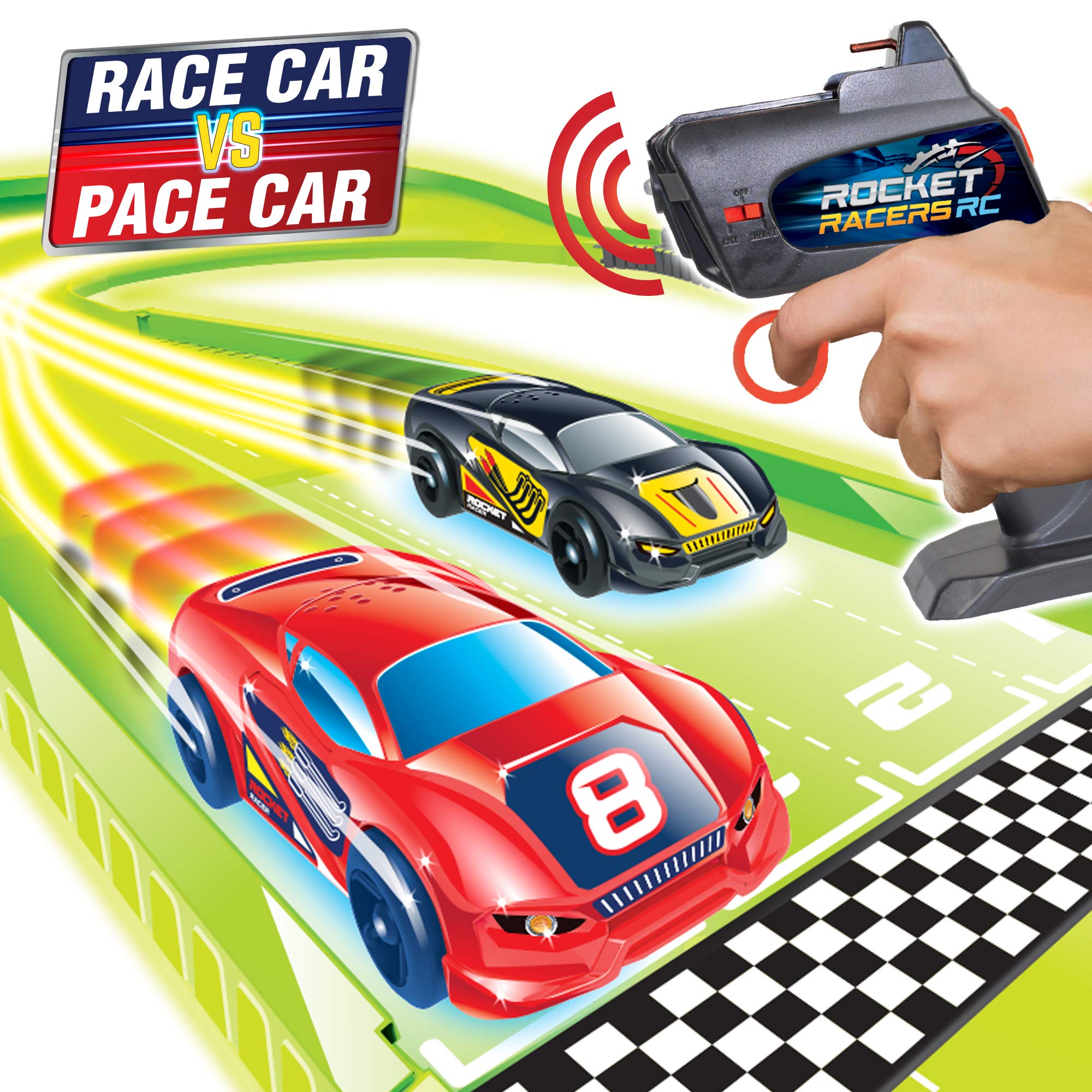 Ontel Magic Tracks Rocket Racers Remote Controlled Race Car vs Pace Car Track Set (MTRR-MC4/2)
